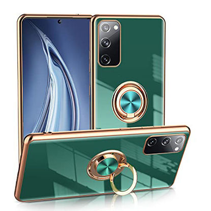 Picture of Yueyoer for Samsung Galaxy S20 FE 5G 6.5 inch 2020 Case with Ring Stand Holder 360° Rotation Magnetic Kickstand for Women Girls Slim Soft Flexible Shockproof Bumper TPU Cover Case (Green)