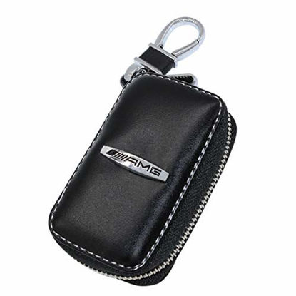 Picture of Wall Stickz car Sales Black Leather Car Key Case Remote Control Package Auto Key Chains (fit Jaguar)