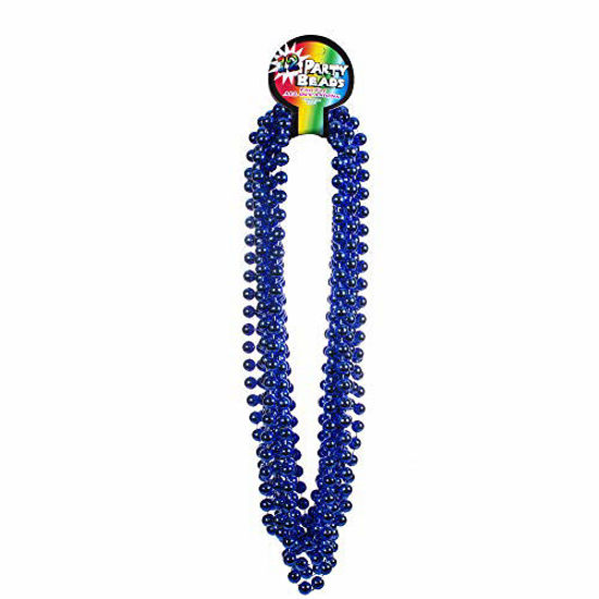 Picture of 12 Pack- 33" 12mm Mardi Gras Bead Necklaces (Blue)