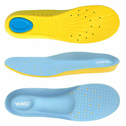 Picture of VoMii PU Memory Foam Insoles Plantar Fasciitis Arch Support Insoles for Women Men and Kids, Comfortable Breathable Sports Shoe Inserts, Shock Absorption and Relieve Foot Pain, S(Women 5-6/ Kids 2-5)