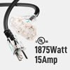 Picture of FIRMERST 1FT 3 Outlets Lighted Outdoor Extension Cord 1875W 14AWG Black, UL Listed