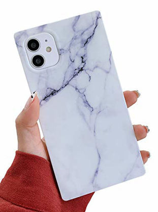 Picture of KERZZIL Square Marble Compatible with iPhone 11 Case,Slim Elegant Matte Soft TPU Silicone Gel Shockproof Protective and Durable Cases Cover for Apple iPhone 11 6.1-inch(White)