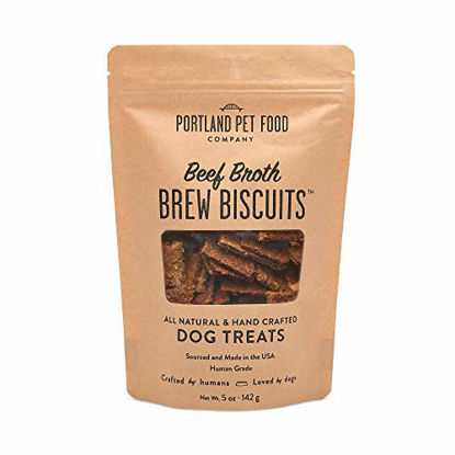 Picture of Portland Pet Food Company Beef Broth Brew Biscuit Dog Treats (1 Pack, 5 oz Bag) - All Natural, Human-Grade, USA-Sourced and Made