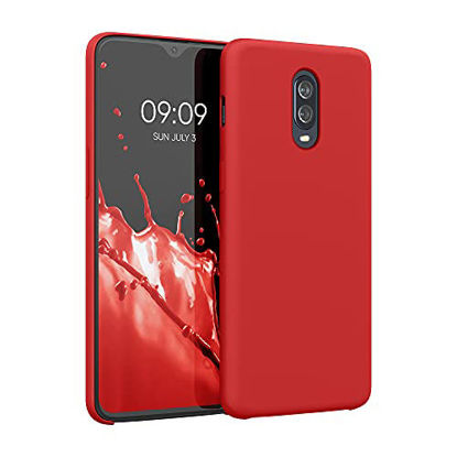 Picture of kwmobile TPU Silicone Case Compatible with OnePlus 6T - Case Slim Phone Cover with Soft Finish - Red