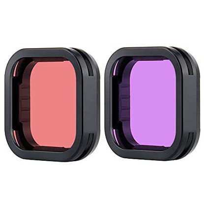Picture of YALLSAME Diving Filter for GoPro Hero 10 9 Black with Color Red Filter and Magenta Filter Ideal for Diving Snorkeling Underwater Recording
