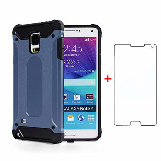 GetUSCart- Phone Case for Samsung Galaxy Note 4 with Tempered Glass Screen  Protector Cover and Cell Accessories Heavy Duty Rubber Full Body Slim  Silicone Glaxay Note4 N910A Not Notes Women Men Cases