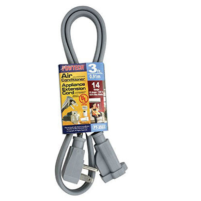 Picture of POWTECH Heavy duty 3 FT Air Conditioner and Major Appliance Extension Cord UL Listed 14 Gauge, 125V, 15 Amps, 1875 Watts GROUNDED 3-PRONGED CORD