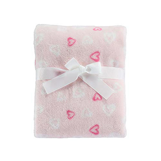 Picture of CREVENT 30''X40'' Lightweight Cozy Plush Fluffy Warm Fleece Baby Blanket for Girl Infant Toddler Crib Cot Stroller, (Pink Heart)
