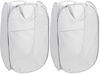 Picture of Mesh Popup Laundry Hamper - Portable, Durable Handles, Collapsible for Storage and Easy to Open. Folding Pop-Up Clothes Hampers are Great for The Kids Room, College Dorm or Travel. (White | Set of 2)
