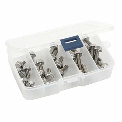 Picture of M6 x 8/10/12/16/20mm Flanged Hex Head Bolts Flange Hexagon Screw Assortment, Stainless Steel 18-8 (304), DIN 6921, Quantity 25
