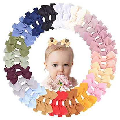 Picture of 40pcs 2 Inches Grosgrain Ribbon Hair Bows Alligator Clips Mini Hair Barrettes Hair Accessories for Baby Gilrs Toddlers Kids in Pairs