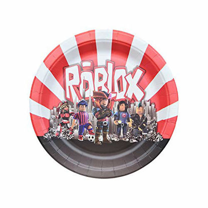 Picture of 7 inch Plates for Roblox Party Plates Birthday Disposable Plates, Birthday Party Supplies Decorations 24 Packs