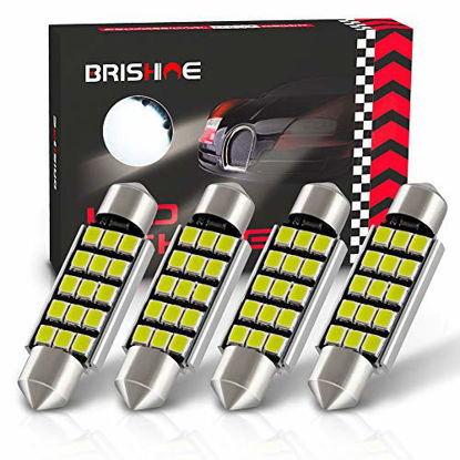 Picture of BRISHINE 4pcs 578 211-2 LED Bulbs, Super Bright 2835 Chipsets Canbus Error Free 41MM 42MM 1.72 Festoon 212-2 569 LED Bulbs for Car Interior Dome Map Door Courtesy License Plate Lights, Xenon White