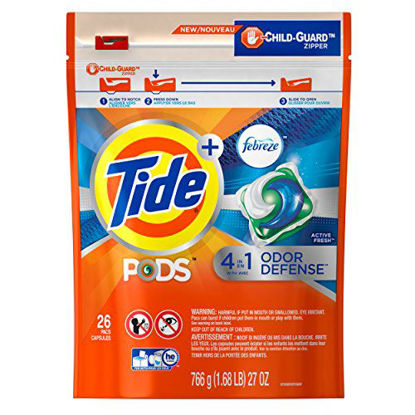 Picture of Tide PODS Plus Febreze, Sport Odor Defense Liquid Laundry Detergent Pacs, Active Fresh Scent, 26 Count