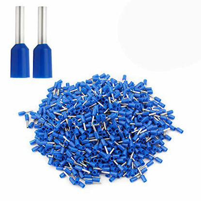 Picture of XHF 1000 PCS AWG 14 Ferrule Crimper Plier Insulated Crimp Pin Terminal Cord End Terminals, Wire Ferrules Terminals, Wire Connector, Insulated Cord Pin End Terminal 2.075mm² Blue