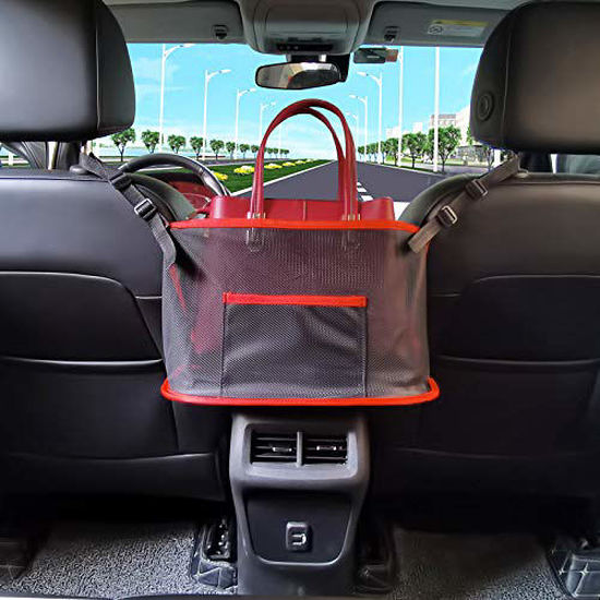 SEAMETAL Car Handbag Holder, Car Mesh Organizer Net Pocket Purse/Book/Phone  Holder,Tissue Box 3-IN-1 Auto Interior Organizers - AliExpress