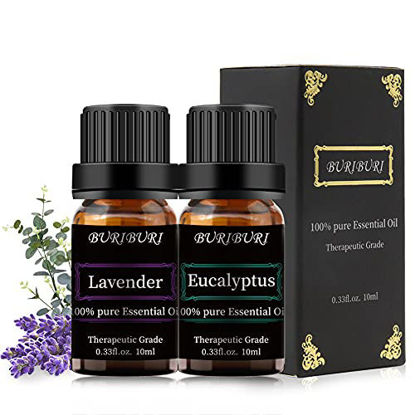 Picture of Lavender and Eucalyptus Essential Oil, 100% Pure, Undiluted, Natural, Organic Aromatherapy Essential Oils Gift Set, 10MLx2