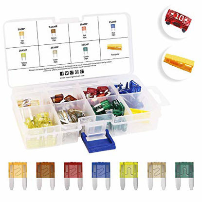 Picture of MulWark 120pc ClearMark Assorted Auto Mini-Car-Truck-Blade-Fuses Set- 5A 7.5A 10A 15A 20A 25A 30A - ATM Automotive Replacement Auto Fuse Assortment Kit w/A Puller -for Boat,Marine,RV,SUV,Trike
