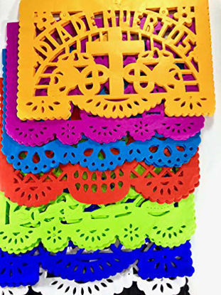 Picture of 20 Frontales Pack Altar de Ofrendas Supplies Kit Dia de Muertos"Day of The Dead" Decoration Colorful Medium Size Tissue Paper Mexican Papel Picado Sheets.