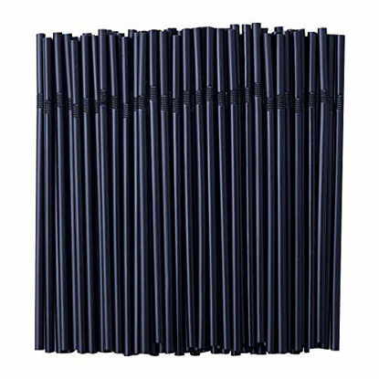 Picture of 500 Pcs Black Disposable Plastic Flexible Straws.(0.23'' diameter and 7.7" long)