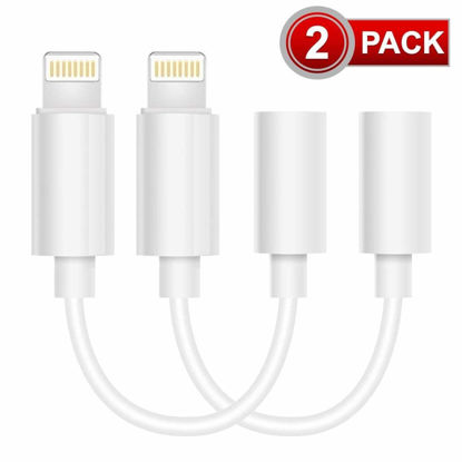 Picture of (2 Pack) Lampari Lighting to 3.5mm Headphones Jack aux Cable Adapter, Earphones Cable Compatible with iPhone Xs/XS Max/XR/X / 7/7 Plus /8/8 Plus iPad iPod (iOS 11,12)-White