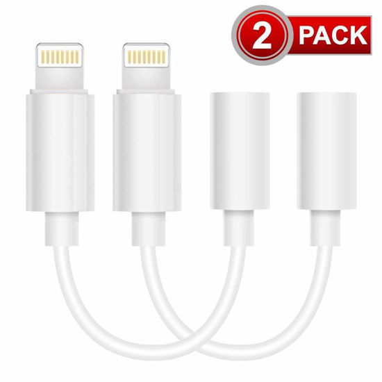 2 Pack Not Bluetooth iPhone Headphone Adapter Compatible with iPhone X/XS/Max/XR/8/8Plus/7/7Plus Adapter Headphone Jack to 3.5 mm iPhone Headphone Adapter Jack Compatible with iOS 11/12 