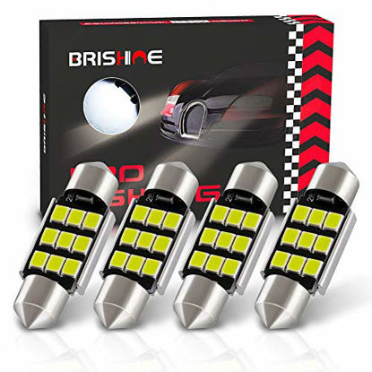 Picture of BRISHINE 4pcs 6418 LED Bulbs, Super Bright 2835 Chipsets Canbus Error Free 36MM 1.5 Festoon 6461 DE3425 C5W LED Bulbs for Car Interior Dome Map Door Courtesy License Plate Lights, Xenon White