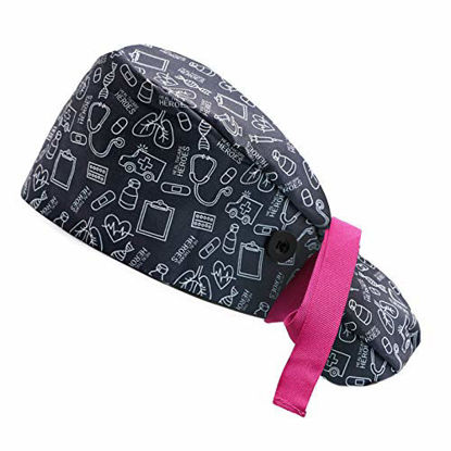 Picture of Ztl Working Cap with Buttons and Sweatband, Adjustable Working Hat Ponytail Pouch Tie Back Hats for Women Long Hair