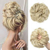 Picture of CJL HAIR Messy Bun Hair Piece Wavy Curly Large Scrunchies Pale Ash Blonde Synthetic Chignon Ponytail Hair Extensions Thick Updo Hairpieces for White Women Girls Kids