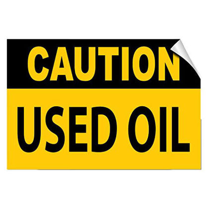 Picture of Caution Used Oil Hazard Waste Label Decal Sticker 10 Inches X 7 Inches