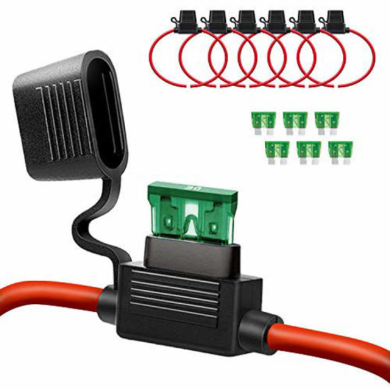 GetUSCart 12 AWG Inline Fuse Holder 12 Gauge Fuse Holder for 30A Blade Fuse (6 Pack)