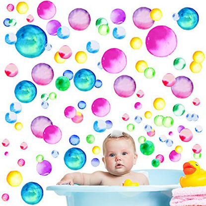 Picture of 2 Sheets Colorful Polka Dot Wall Decals (150 Decals) Dot Wall Sticker Rainbow Polka Dots Sticker Removable Multi-Color Circle Wall Sticker DIY Watercolor Wall Decal for Teens Room (Dark Color)