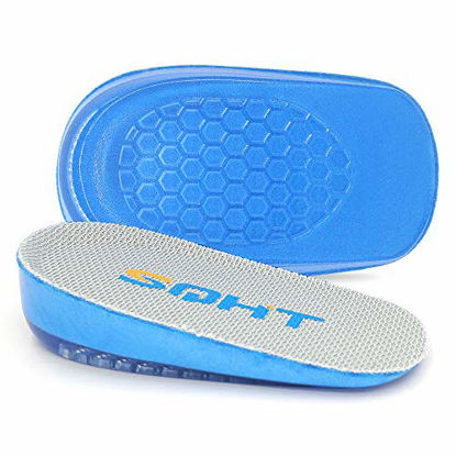 Picture of SQHT Heel Lift for Achilles Tendonitis, Heel Pain and Leg Length Discrepancy, Shoe Inserts for Men and Women (Blue&Beige, Small (1" Height))