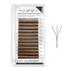 Picture of NAGARAKU W Eyelash Extension 3D Volume Premade 0.07mm D curl 8-12mm mix Faux Mink Natural Brown Cluster Easy Fanning yy Eye Lashes