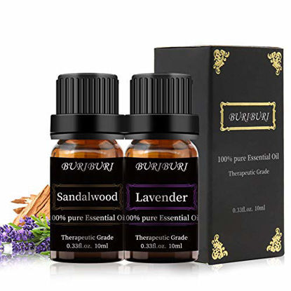 Picture of Lavender and Sandalwood Essential Oil, 100% Pure, Undiluted, Natural, Organic Aromatherapy Essential Oils Gift Set, 10MLx2
