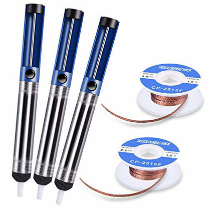 Picture of TABIGER Desoldering Wick & Desoldering Pump, 3 Pcs Solder Sucker & 2 Pcs Solder Wick(2.5mm Width, 1.5m Length), Solder Remover Kit for Desoldering