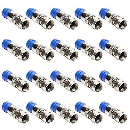 Picture of TLS.Eagle RG6 Compression F Type Straight Antenna Cable Connector Coax Adapter Pack of 20