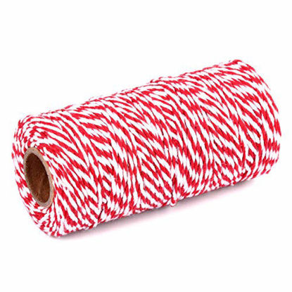 Picture of YZSFIRM 2 Roll 2mm Twine String,Red and White Garden Cotton Rope,Bakers Twine Packing Cord for Gift Wrapping and DIY Crafts(656 Feet)