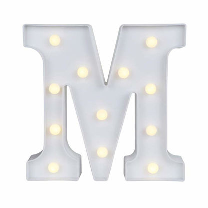 Picture of YANROO Light Up LED Letter Marquee Sign Alphabet Letters with Lights for Christmas Wedding Birthday Home Party Battery Powered Night Light Wall Decor (M)
