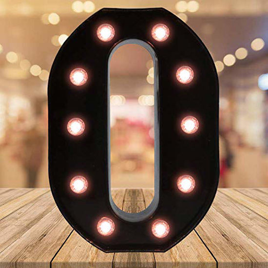 Picture of Light up Black Alphabet Marquee Letters Sign LED Letter Lights for Home Bar Festival Birthday Party Wedding Decorative (Black Letter O)