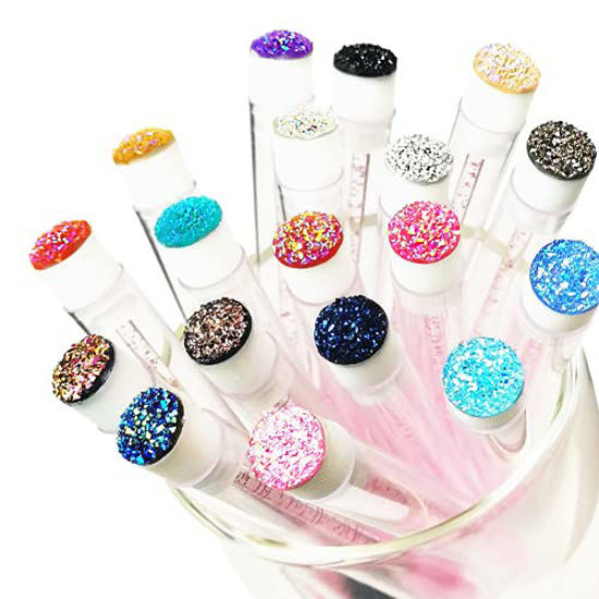 Picture of i-Laesh 20 Pcs Spoolie Brushes with Container, Mascara Wands with Tube - Multi-color/Assorted color Diamond Lash wands, disposable mascara wands with tube (20Pcs-Diamond-mix)