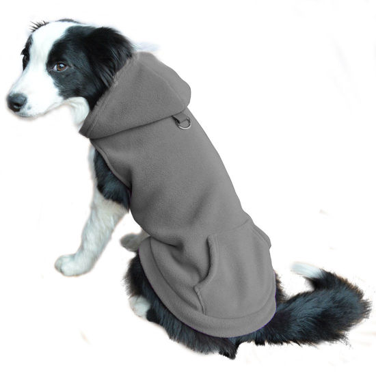 EXPAWLORER Fleece Dog Hoodies with Pocket Cold Weather Spring Vest Sweatshirt with O-Ring 