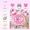 Picture of 102PCS Preppy Vinyl Sticker Party Supplies Vinyl Waterproof Sticker Aesthetic Stickers Decor Pink Party Mobile Phone Stickers for Laptop Water Bottle Potion Bottle(Pink Stickers) (Preppy Sticker)