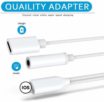 Picture of [Apple MFi Certified] Lightning to 3.5 mm Headphone Adapter Dual Ports Dongle Charger Jack&AUX Audio 3.5 mm Earphone Accessory,for iPhone 11/11 Pro/X/8,7 Plus/8 Plug and Play Support All iOS System
