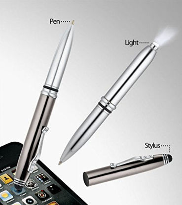 Picture of WixGear Tri-Function Pen - Stylus Pen for Touch Screens with LED Flashlight and Pen (Gunmetal)