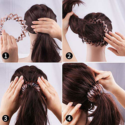 Picture of Bun Maker Clip, TOBATOBA 3 Pcs Bird Nest Hair Clips, Expandable Ponytail Holder for Women, Ponytail Hairpin Curling Iron, Hair Claw Clamps Ponytail Hair Clip Hair Accessories for Women and Girls