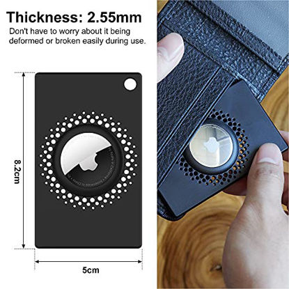 Picture of 2 PCS Airtag Wallet Holder for Apple Airtags, CITYWAY AirTag Wallet Card Case Cover, Airtag Accessories with Keychain (Black)