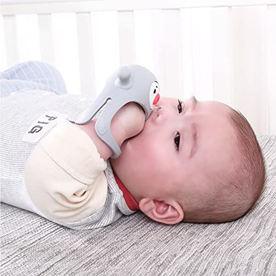 Never Drop Silicone Baby Teething Toy for 0-6month Infants Baby Chew Toys for Sucking Needs Hand Pacifier for Breast Feeding Babies Car Seat Toy for Newborn 