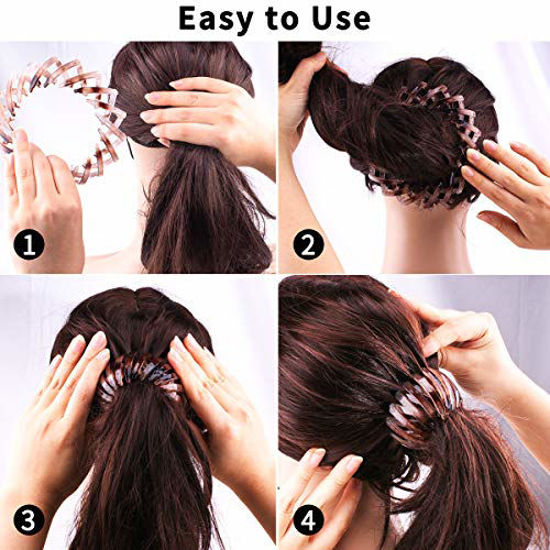 Picture of Bun Maker Clip, TOBATOBA 3 Pcs Bird Nest Hair Clips, Expandable Ponytail Holder for Women, Ponytail Hairpin Curling Iron, Hair Claw Clamps Ponytail Hair Clip Hair Accessories for Women and Girls
