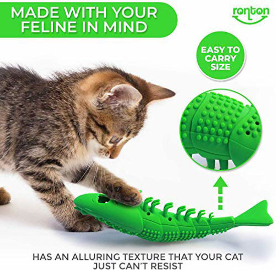 GetUSCart Ronton Cat Toothbrush Catnip Toy Durable Hard Rubber Cat Dental Care Cat Interactive Toothbrush Chew Toy 1 Pack Green